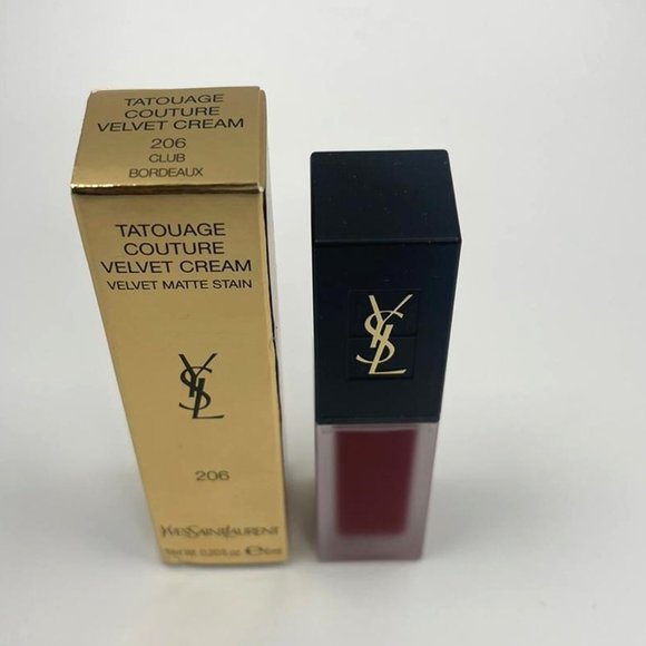 YSL Tatouage Couture Velvet Cream Liquid Lipstick 206 Club Bordeaux - Picture 2 of 3